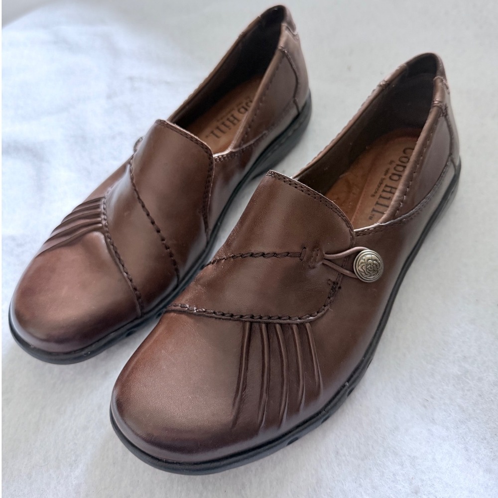 Cobb Hill by New Balance Paulette Bark Brown Leather Slip On Loafers Sz 6.5M - Picture 7 of 16